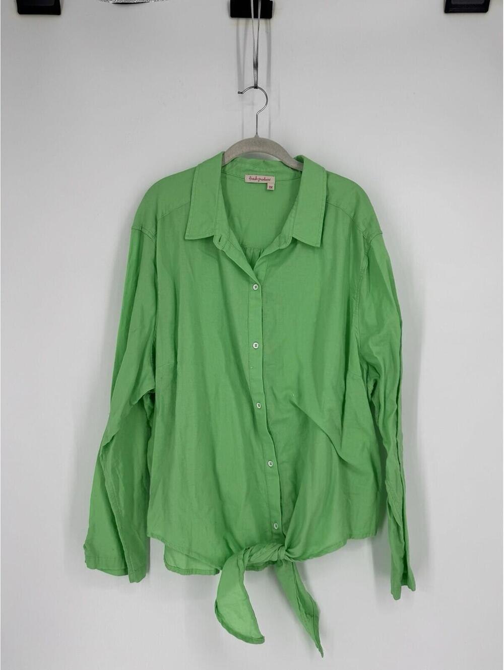Fresh Produce top shirt womens 3x cotton short sleeve beachy blouse vacation